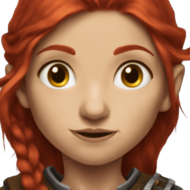 Fantasy female rogue halfling with red hair and rat emoji