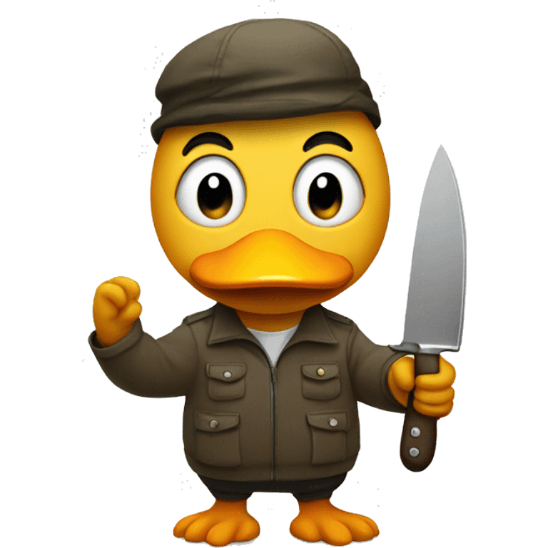 duck holding with a human hand a knife  emoji