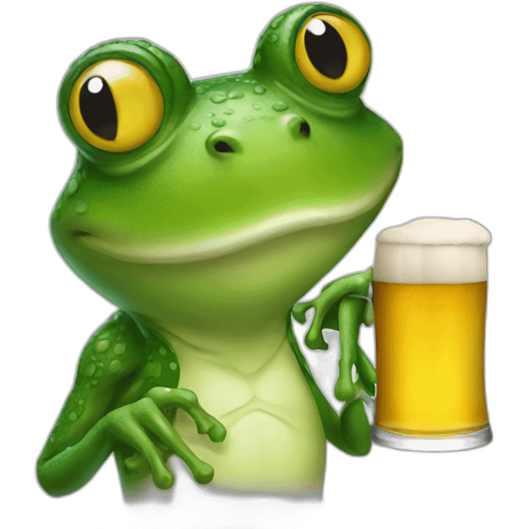 a frog drinking a beer emoji