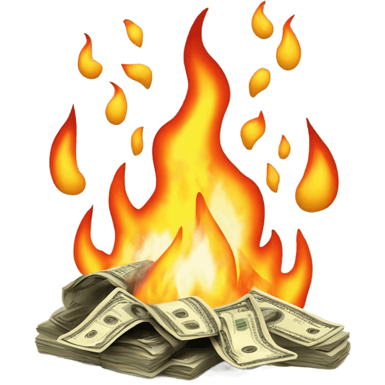 Stack of money on fire emoji