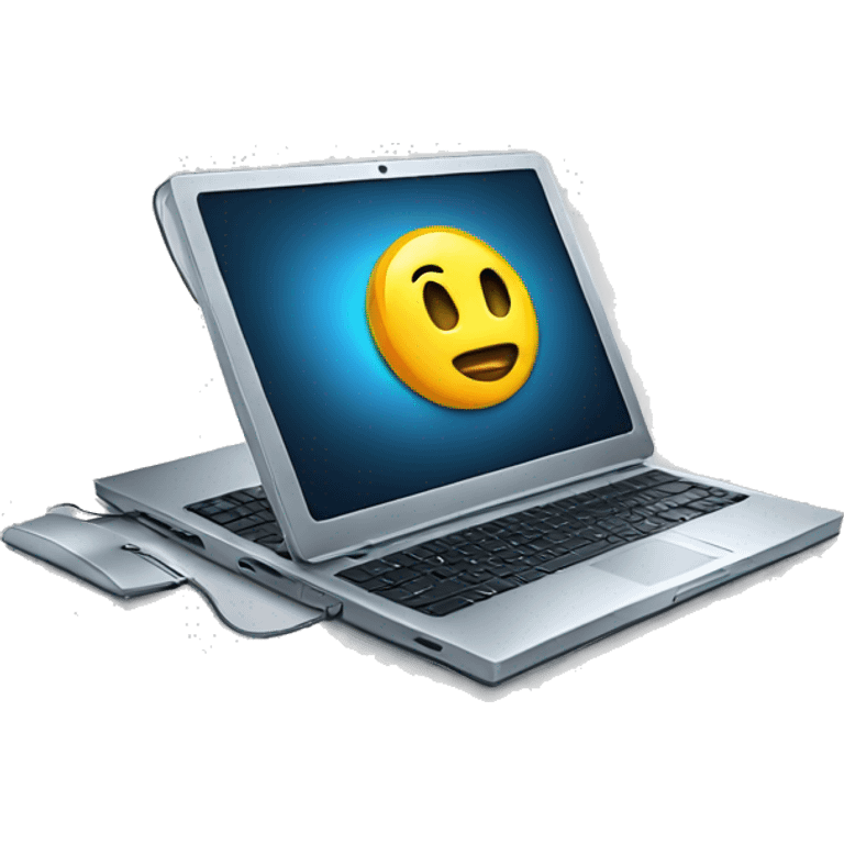 technology represented as a laptop and network emoji