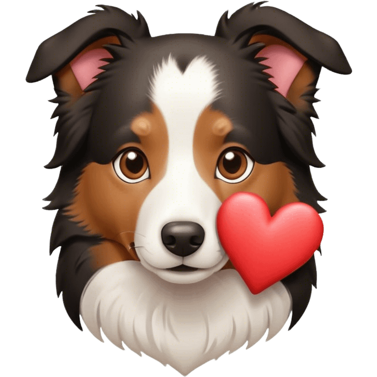 Bordie collie with heart emoji