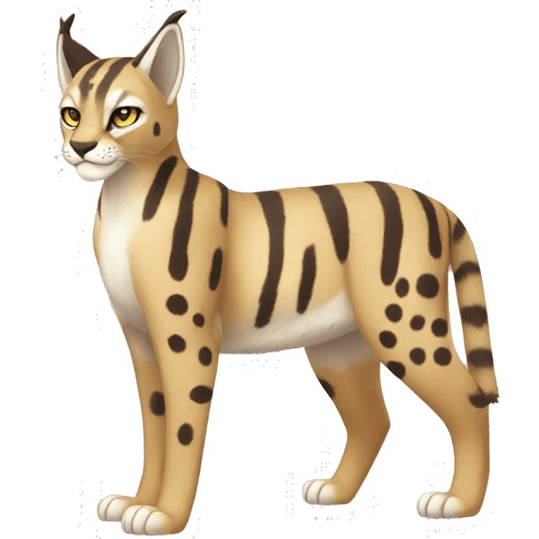 Striped and spotted Lynx-Caracal-Fakemon-hybrid full body emoji