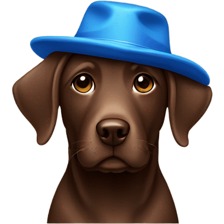 chocolate labordor wearing blue hat emoji