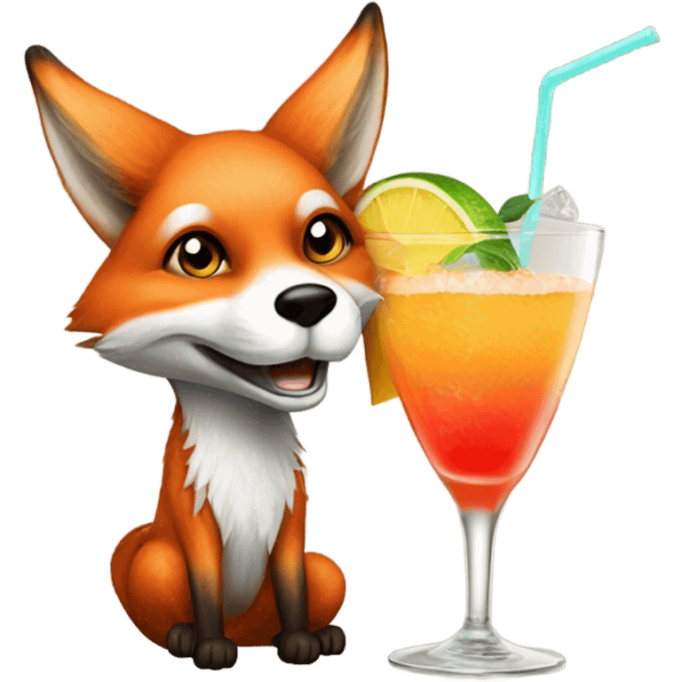 Fox drinking a Paloma emoji