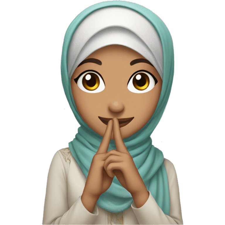 hijabi girl wink and pose the peace sign emoji