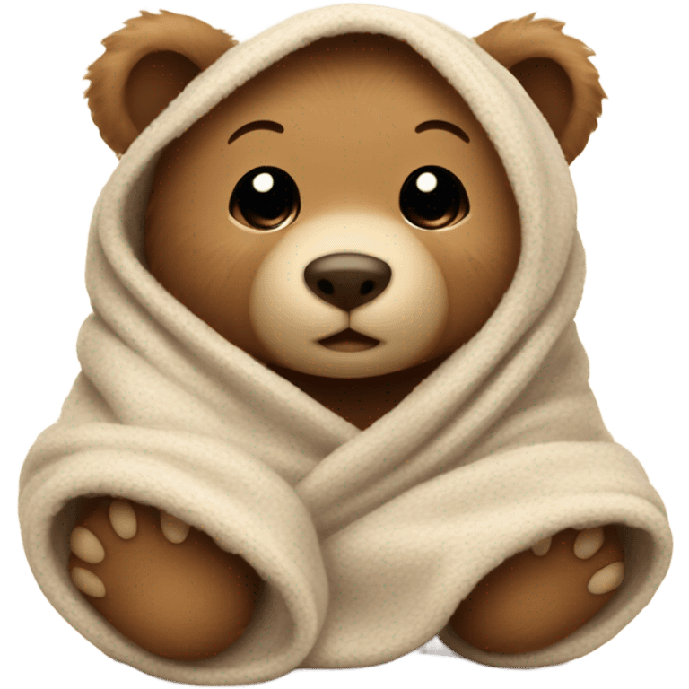 Baby bear wrapped in a blanket ￼ emoji