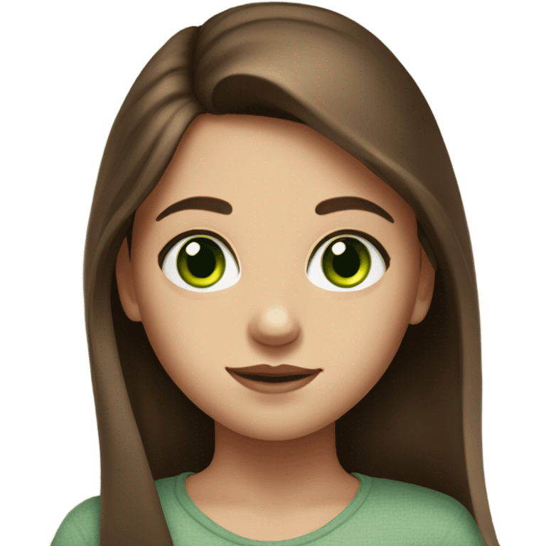 realistic portrait of girl with green eyes emoji