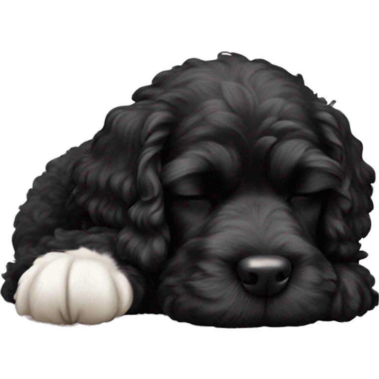 Black cockerpoo sleeping emoji