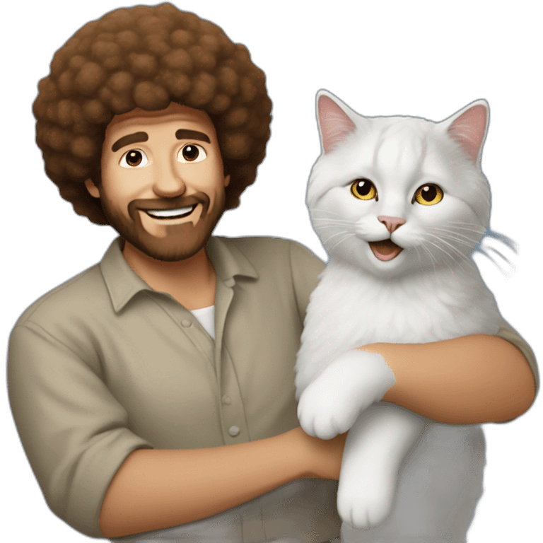 Bob ross with cat in afro emoji