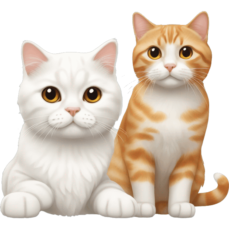 White Scottish fold and ginger cat emoji