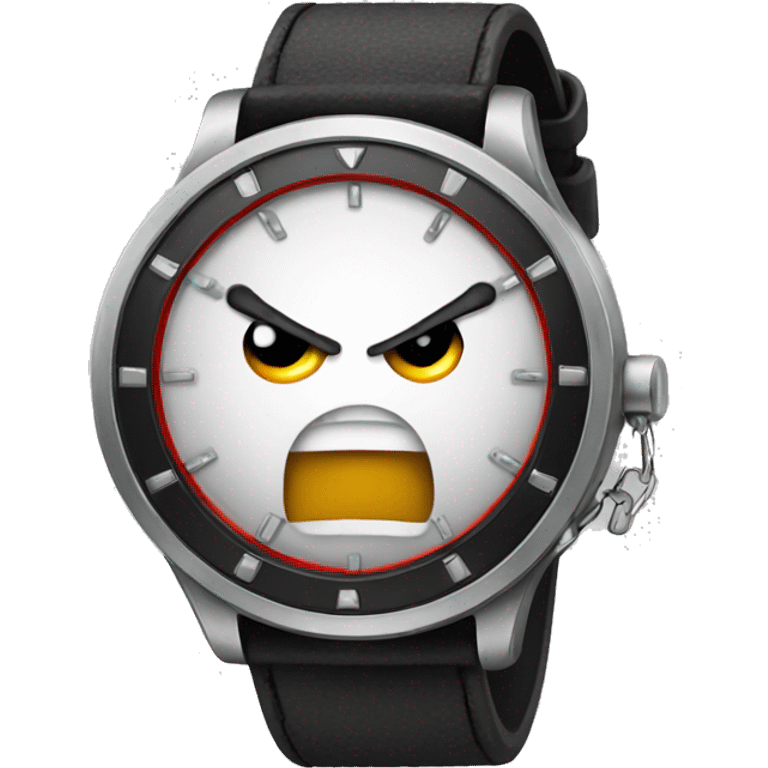 angry emoji with a watch emoji