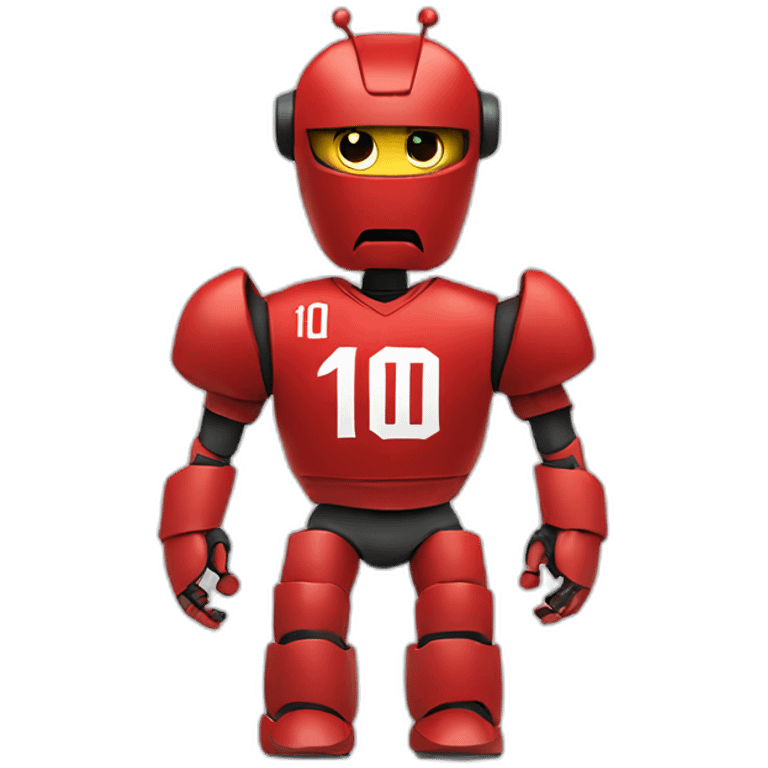 red robot torso wearing jersey number 10 emoji