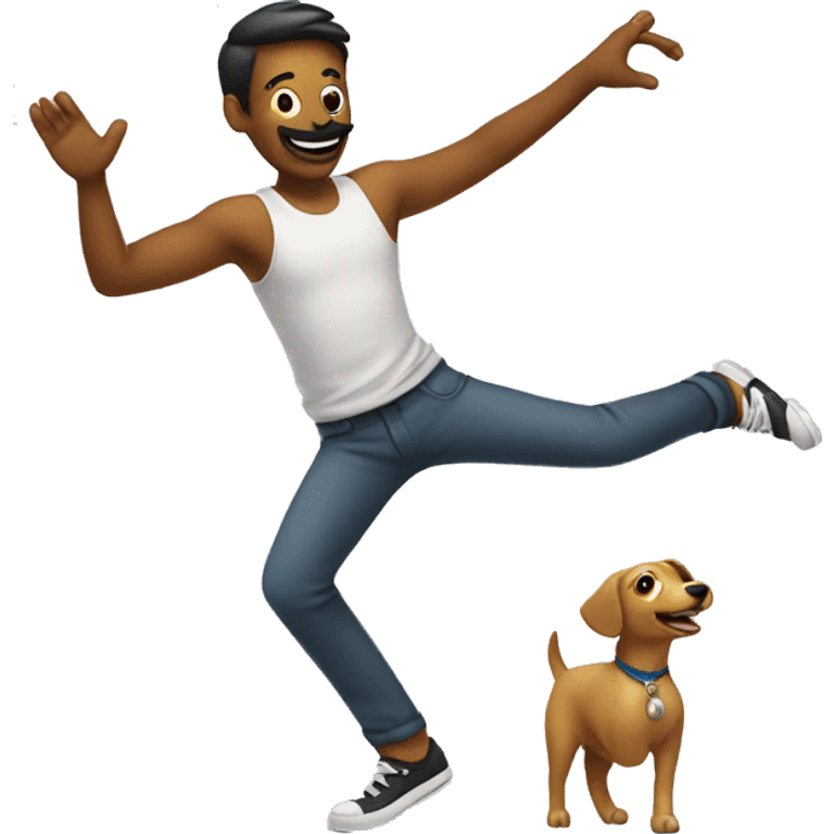 Dancing man with a dancing dog emoji