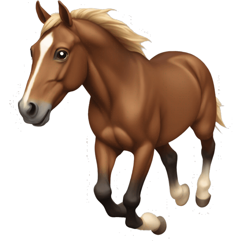 A brown horse running left looking forward  emoji