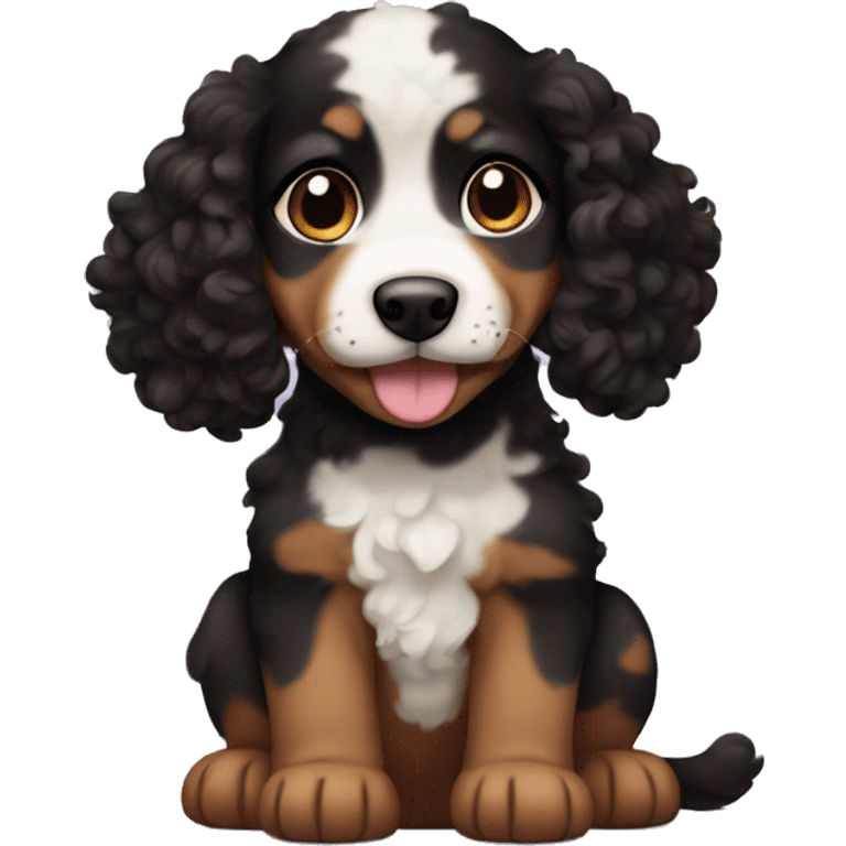 Puppy with curly black and brown fur  emoji