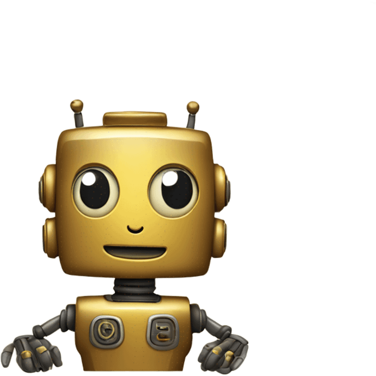 cute robot in a vintage gold frame emoji