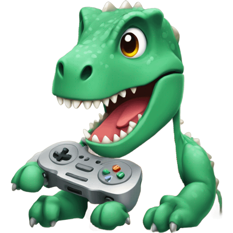 Dinosaur playing video games emoji