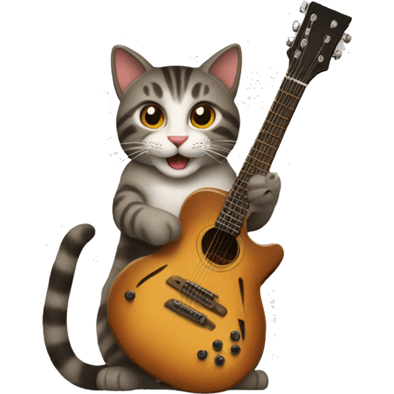 cat playing a fendor guitar emoji