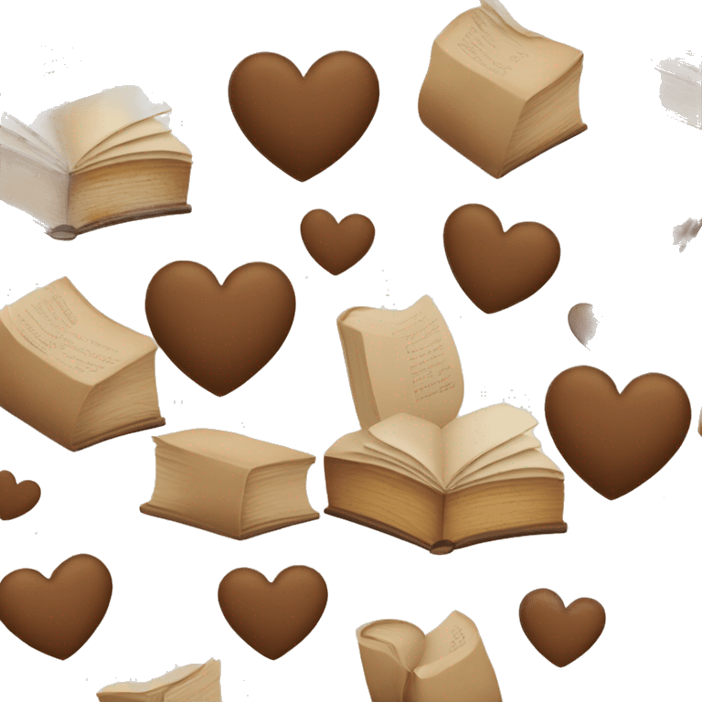 beige books and brown heart emoji