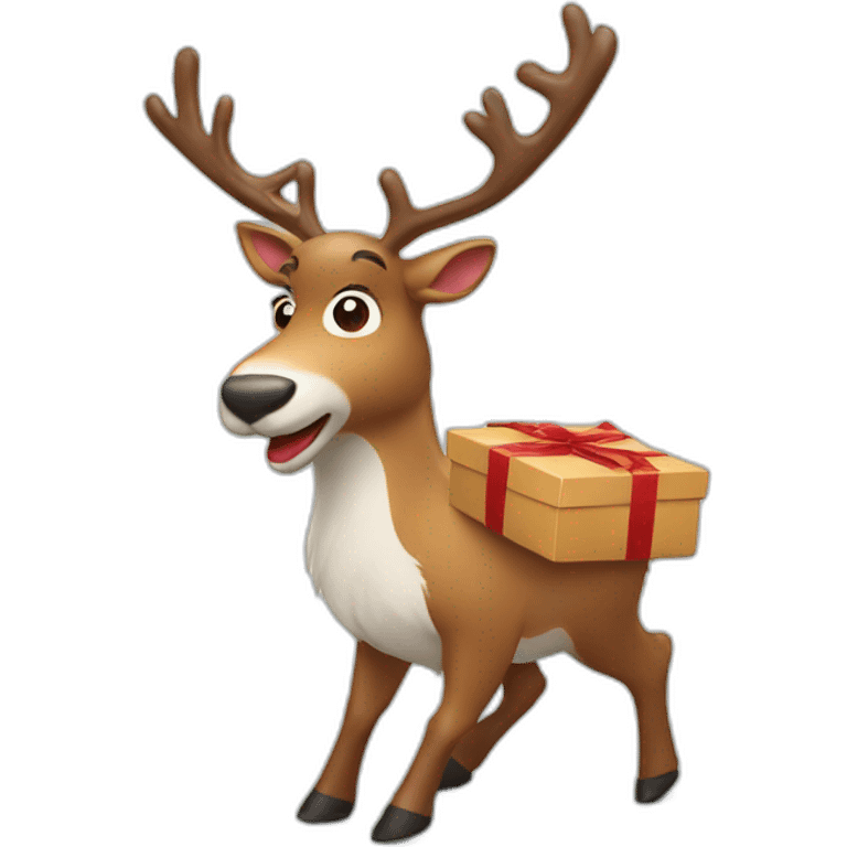 Reindeer delivers a box emoji