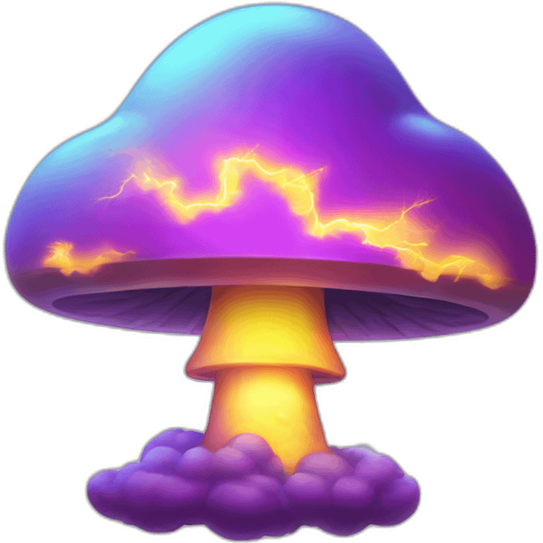 radioactive lightning bolt smiley glow cloud mushroom sunset futuristic smiley face emoji