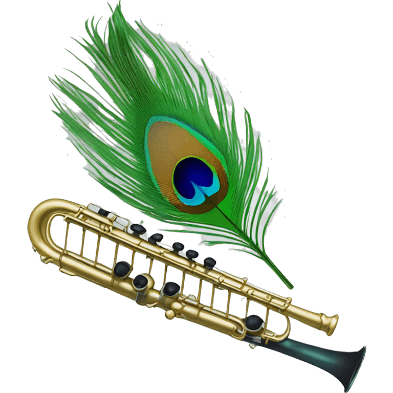 Peacock feather attached to flute emoji