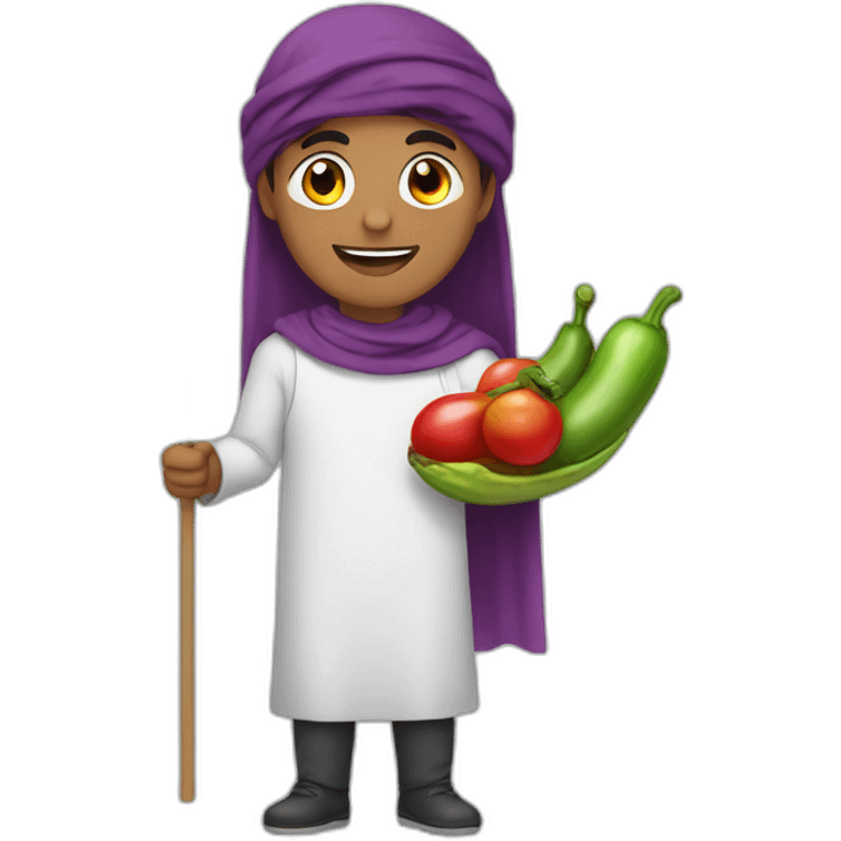 Arabic man holding rainbow flag and eggplant emoji