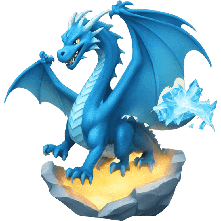 Dragon with the power of ice shining in blue  emoji