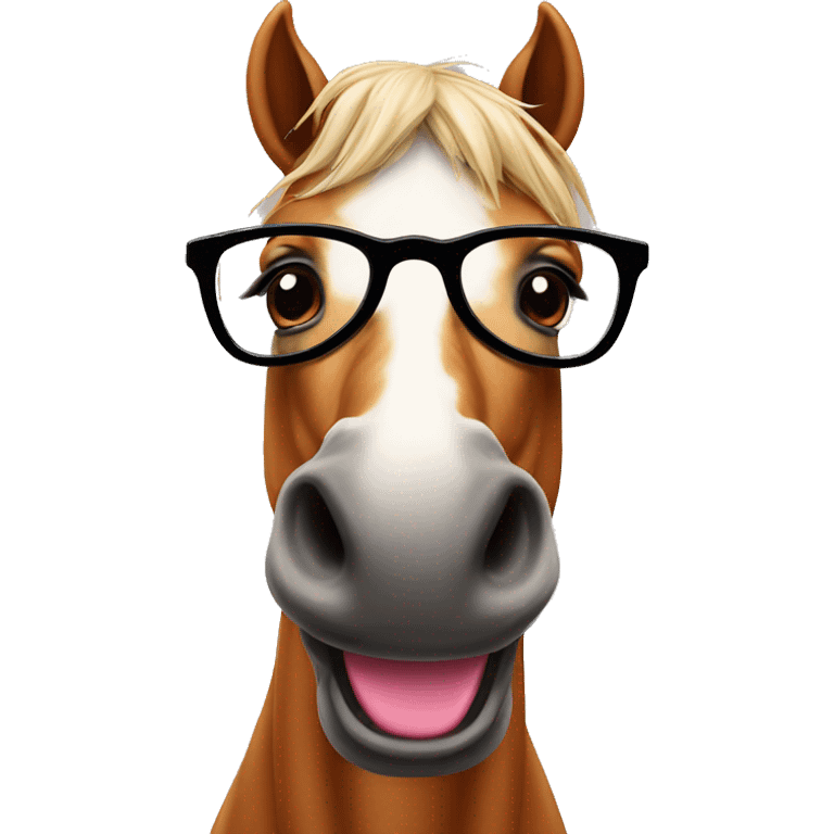 horse with glasses and tongue out emoji