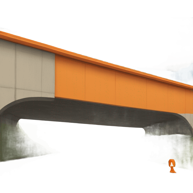 Orange building under a highway overpass  emoji