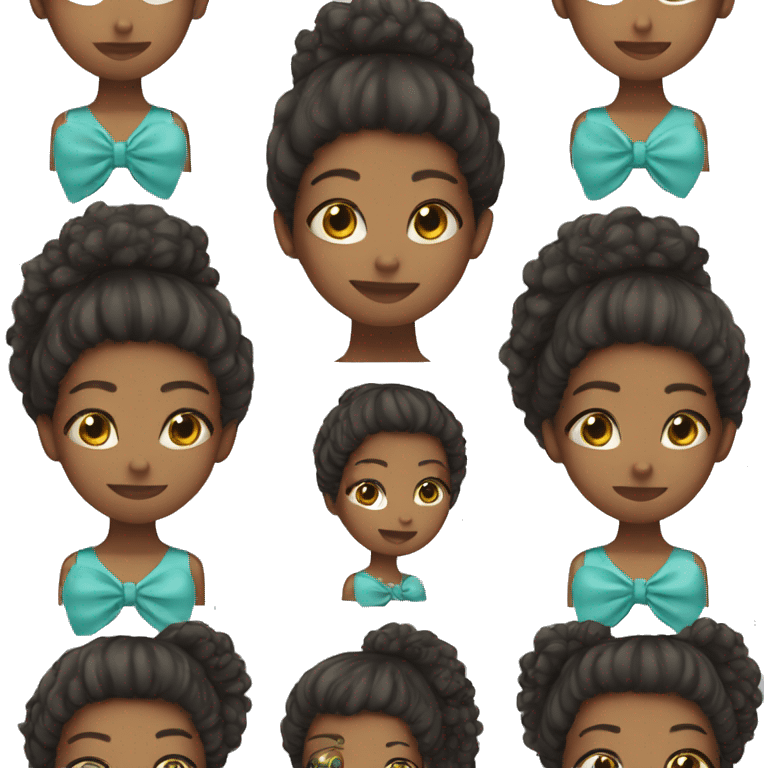 Girl with a Afro ponytail with a bow emoji