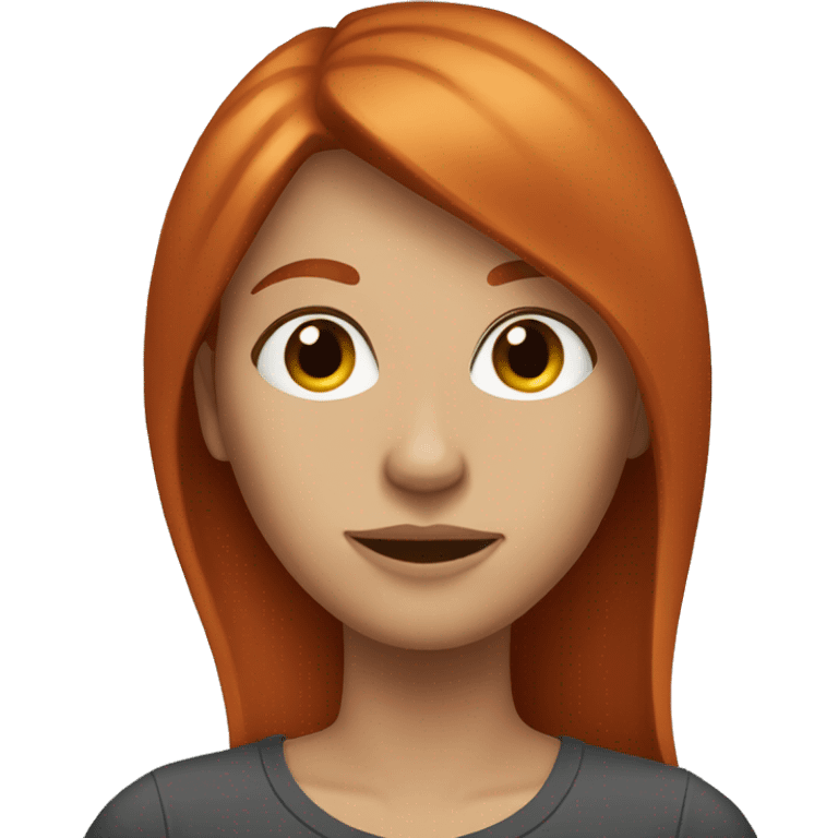 A selfie of a redheaded woman with straight hair emoji