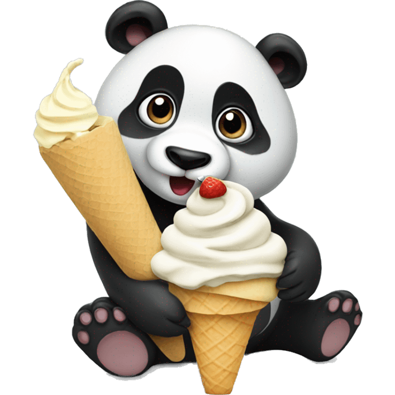 Panda eating ice cream emoji