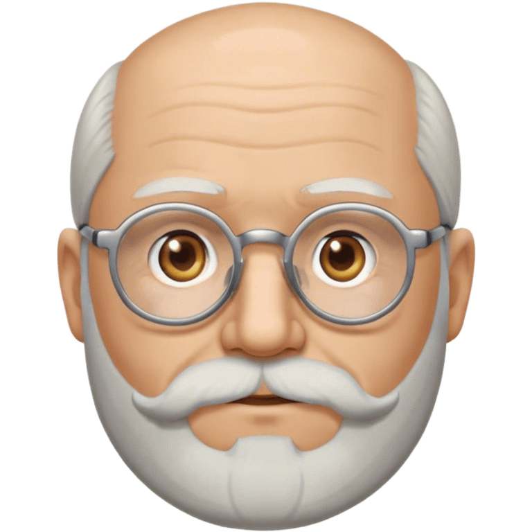 Fat old white man, round glasses, long grey beard, bald with grey hair on the sides emoji