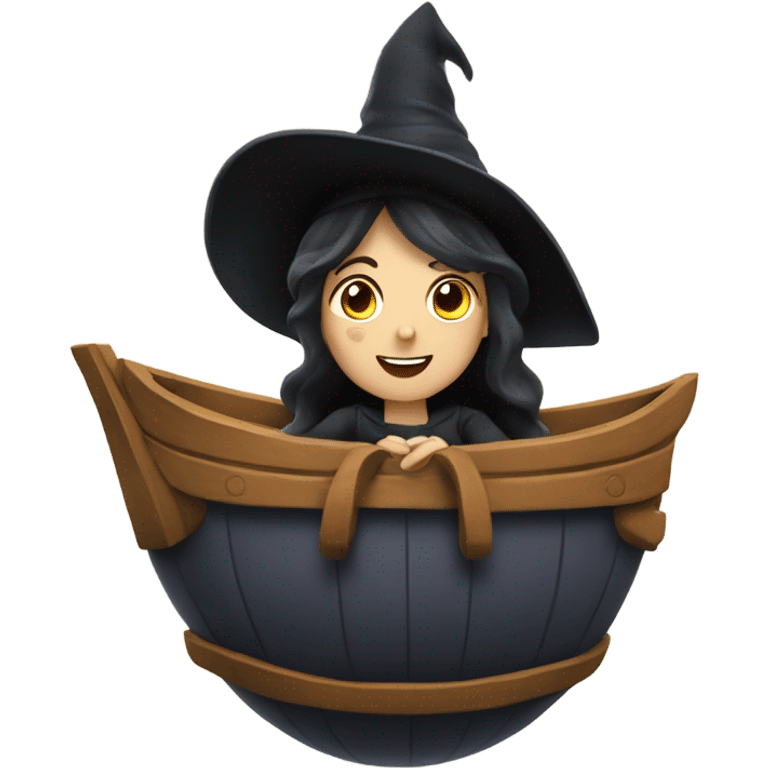 a witch inside a clasical an big ship emoji