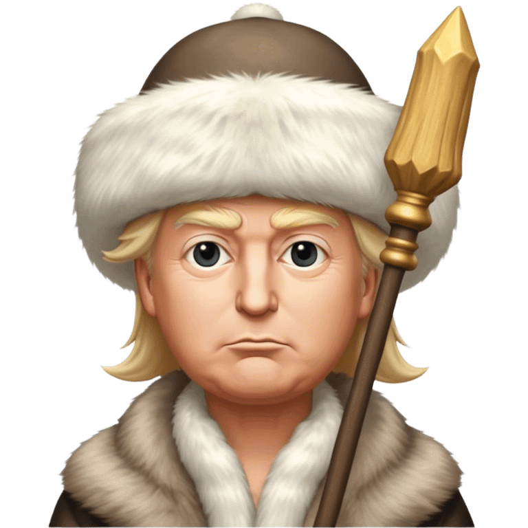 Donald Trump is a king in a fur hat, holding a staff
hyper realistic emoji