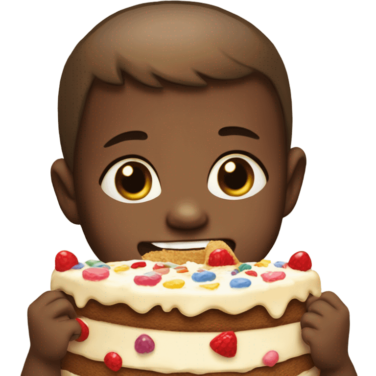 Baby eating birthday cake emoji