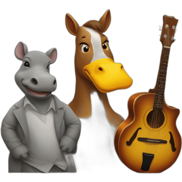 duck, horse and rhino in a band emoji