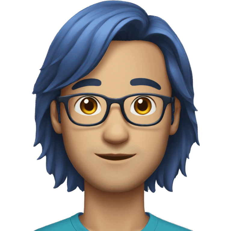 30 year old man with glasses and blue shoulder length hair  emoji