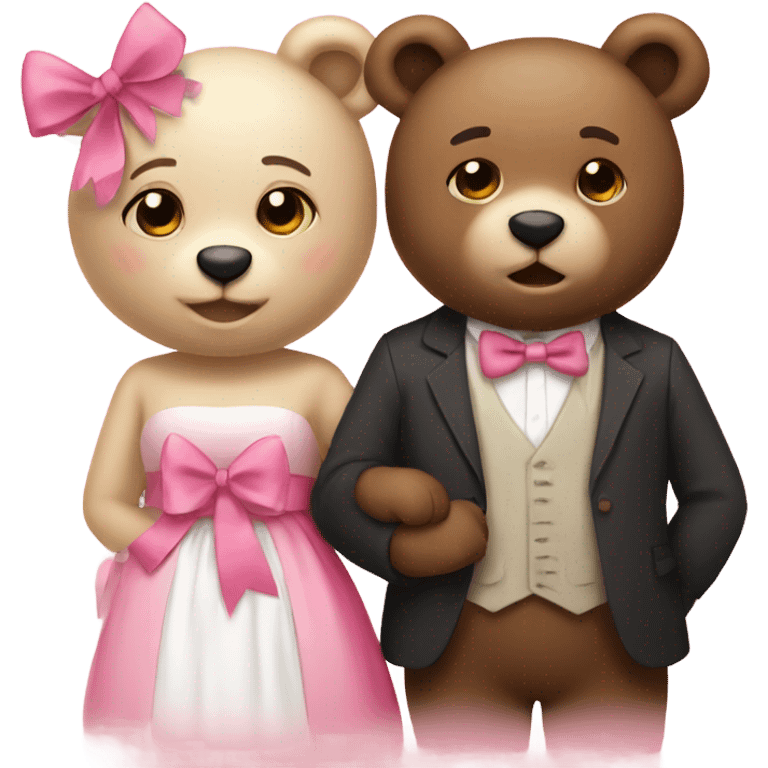 art two bears couple 1 with pink bow emoji