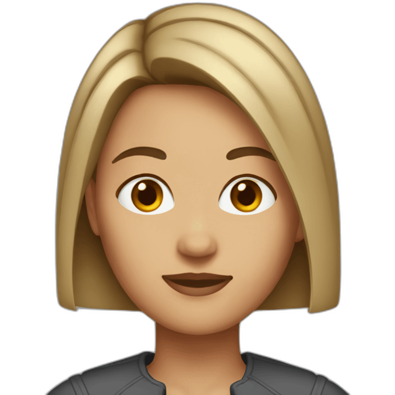 woman with bronw straight mid-short hair emoji