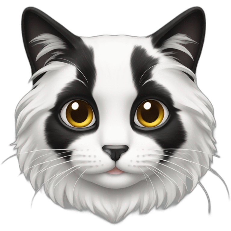 long hair black and white cat emoji