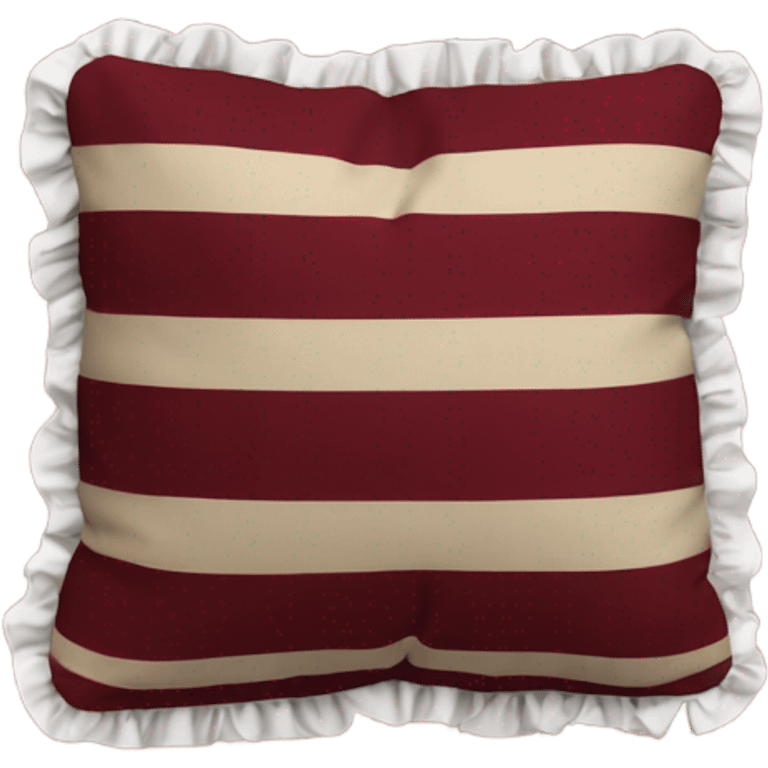 Dark Red beige striped pillow with ruffles emoji