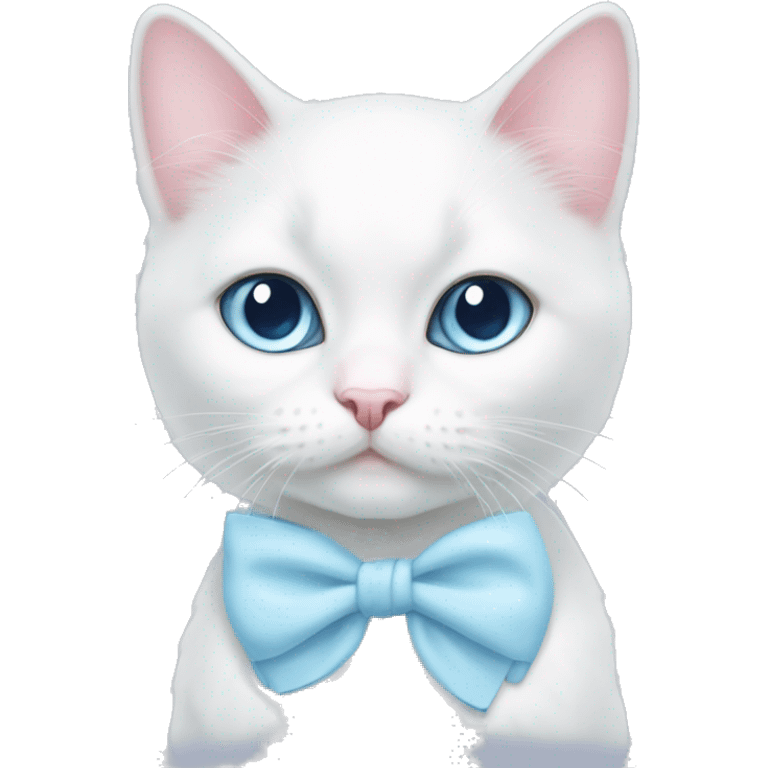 White cat light pink bow light blue eyes  emoji