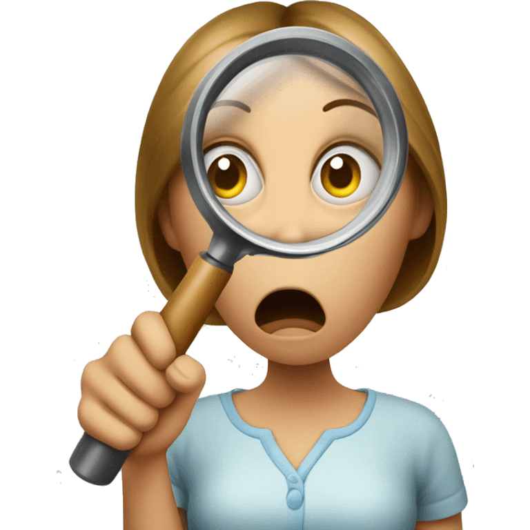 shocked woman with magnifying glass emoji