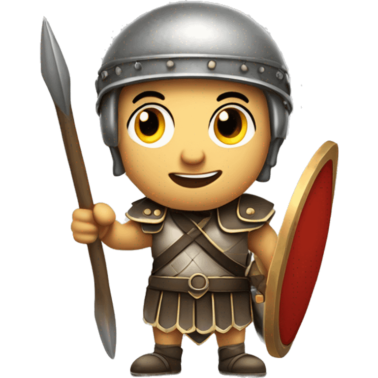  A Roman soldier with a daring expression, holding a spear in one hand and making a "rock" sign (the horns) with the other. A fun mix of history and modern attitude. emoji