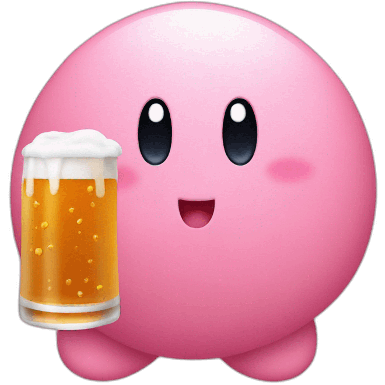 kirby with beer emoji