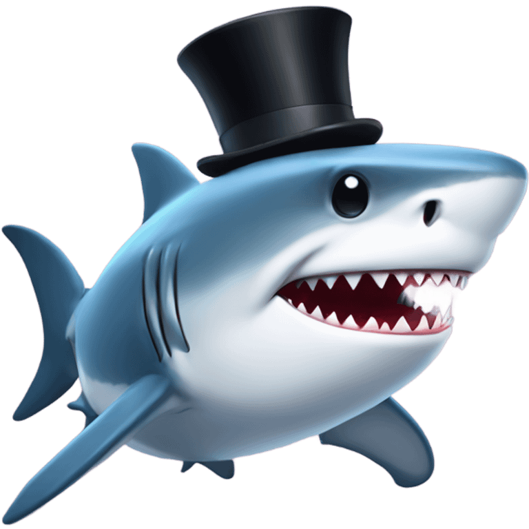 Shark with a top hat emoji