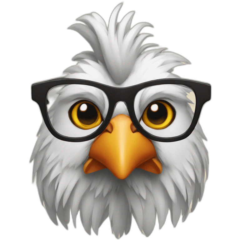 Rooster in glasses emoji